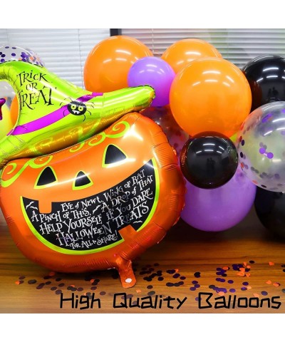 124 Pack Halloween Balloon Arch Garland Kit Black Orange Green Purple Confetti Balloons and Mylar Pumpkin Balloon for Kids Ha...