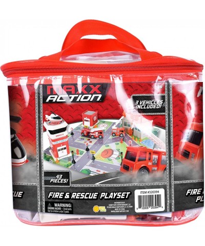 Maxx Action 40 Piece Fire and Rescue Playset - Mini Vehicles and Accessories with Storage Bag $42.71 Play Figure Playsets