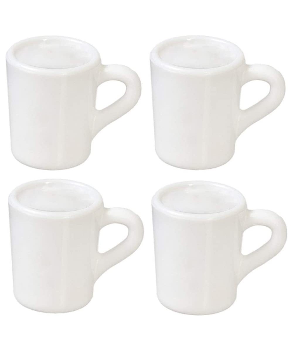 Jane Dollhouse 4 Plain White Mugs Empty Miniature Kitchen Accessory $18.91 Dollhouse Accessories