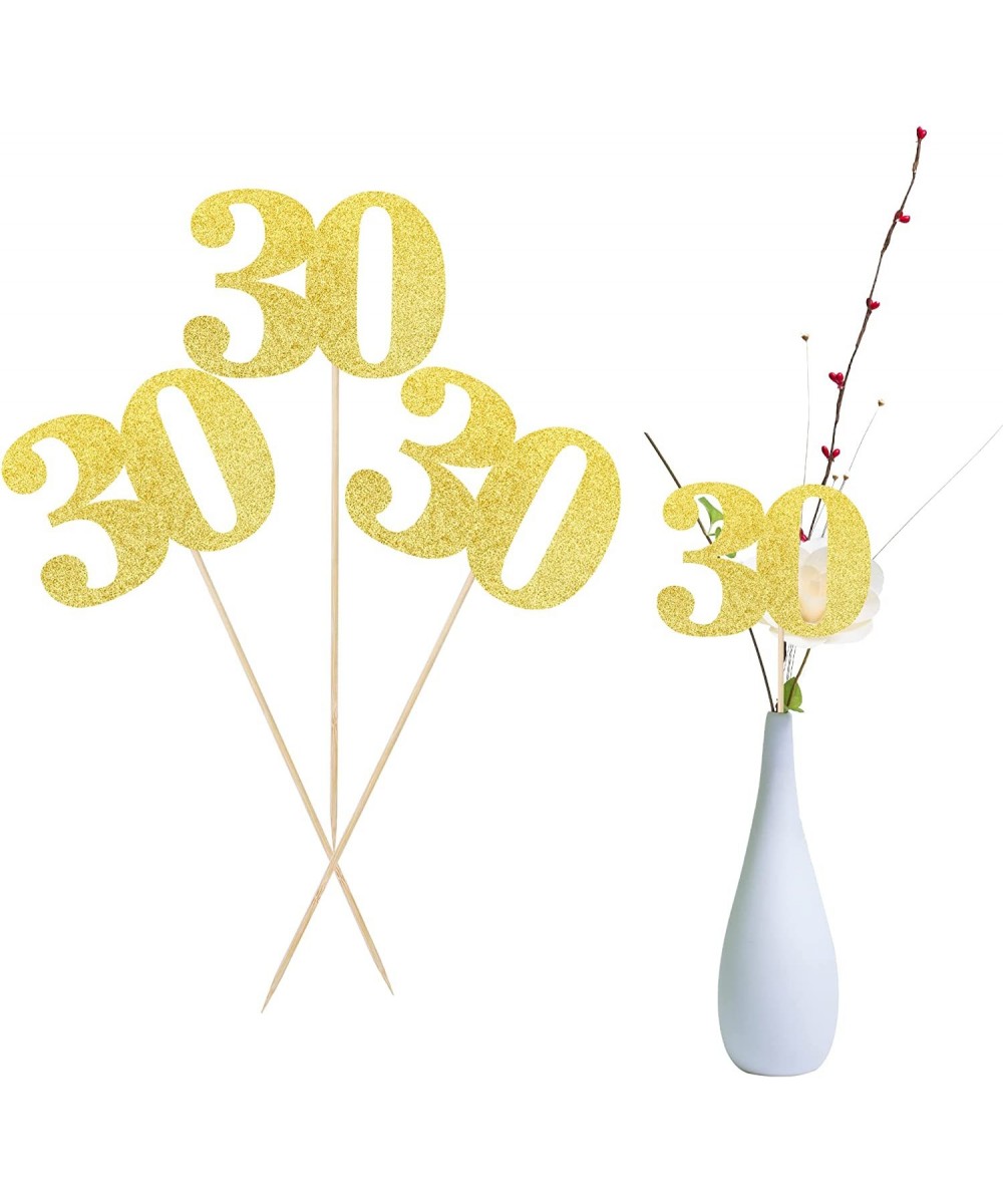 12 PCS Glitter 30th Birthday Centerpiece Sticks Number 30 Cake Toppers Thirty Table Flower Topper Decorations for 30th Birthd...