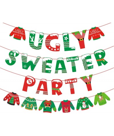 Ugly Sweater Party Banner Tacky Christmas Sweater Photo Props Garland for Wintertime Holiday Christmas Party Decorations Offi...