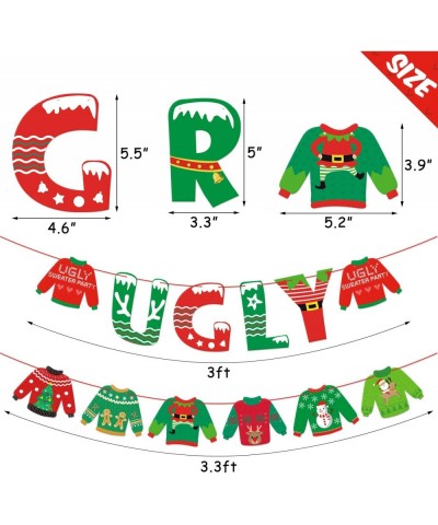 Ugly Sweater Party Banner Tacky Christmas Sweater Photo Props Garland for Wintertime Holiday Christmas Party Decorations Offi...