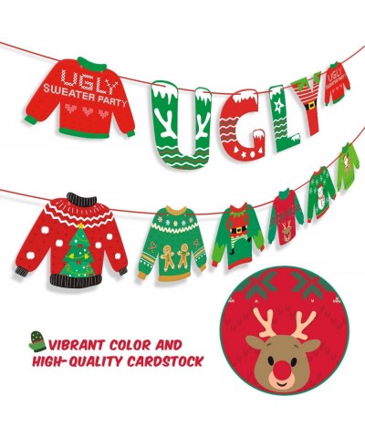 Ugly Sweater Party Banner Tacky Christmas Sweater Photo Props Garland for Wintertime Holiday Christmas Party Decorations Offi...