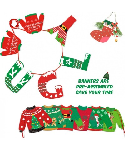 Ugly Sweater Party Banner Tacky Christmas Sweater Photo Props Garland for Wintertime Holiday Christmas Party Decorations Offi...