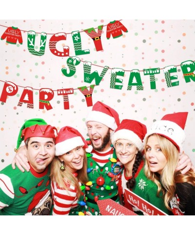 Ugly Sweater Party Banner Tacky Christmas Sweater Photo Props Garland for Wintertime Holiday Christmas Party Decorations Offi...