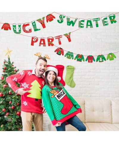 Ugly Sweater Party Banner Tacky Christmas Sweater Photo Props Garland for Wintertime Holiday Christmas Party Decorations Offi...