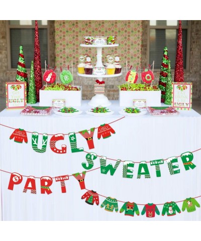 Ugly Sweater Party Banner Tacky Christmas Sweater Photo Props Garland for Wintertime Holiday Christmas Party Decorations Offi...