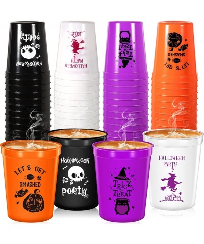 60 Pieces Halloween Party Cups Plastic 12 Oz Trick or Treat Drinking Cup Reusable Pumpkin Skull Witch Ghost Party Decorations...