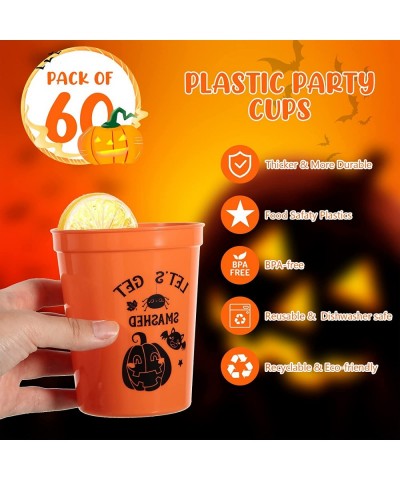 60 Pieces Halloween Party Cups Plastic 12 Oz Trick or Treat Drinking Cup Reusable Pumpkin Skull Witch Ghost Party Decorations...