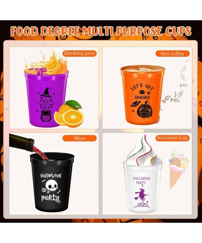 60 Pieces Halloween Party Cups Plastic 12 Oz Trick or Treat Drinking Cup Reusable Pumpkin Skull Witch Ghost Party Decorations...