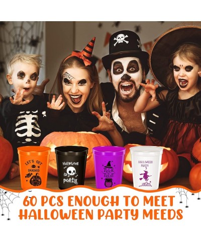 60 Pieces Halloween Party Cups Plastic 12 Oz Trick or Treat Drinking Cup Reusable Pumpkin Skull Witch Ghost Party Decorations...