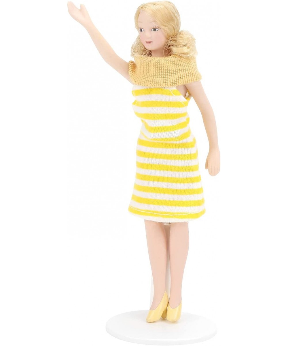 Dollhouse Girl 1:12 Scale Miniature Porcelain Blonde Hair Dollhouse Woman in Yellow Dress Dollhouse Decorations $23.84 Dollho...