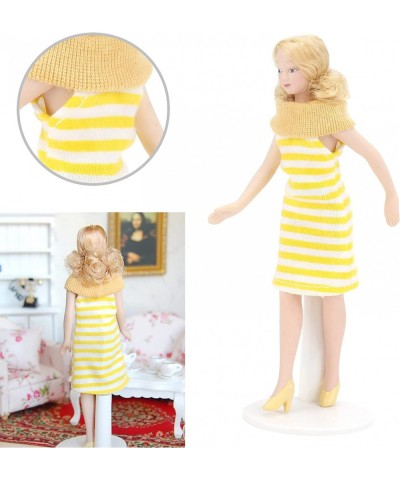 Dollhouse Girl 1:12 Scale Miniature Porcelain Blonde Hair Dollhouse Woman in Yellow Dress Dollhouse Decorations $23.84 Dollho...