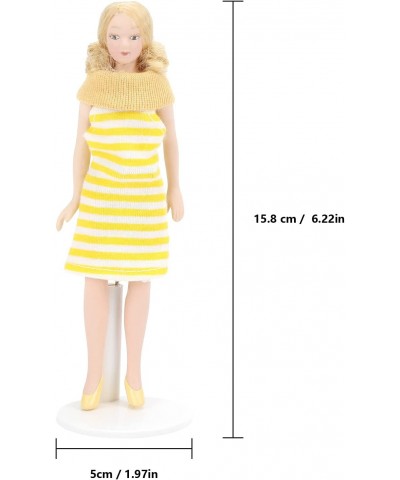 Dollhouse Girl 1:12 Scale Miniature Porcelain Blonde Hair Dollhouse Woman in Yellow Dress Dollhouse Decorations $23.84 Dollho...