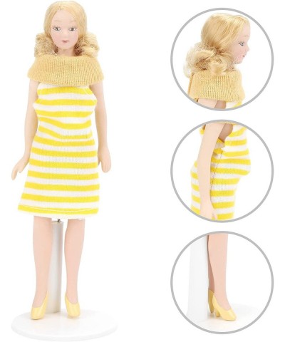 Dollhouse Girl 1:12 Scale Miniature Porcelain Blonde Hair Dollhouse Woman in Yellow Dress Dollhouse Decorations $23.84 Dollho...