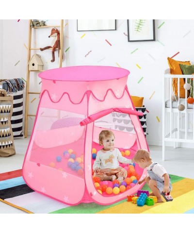 Princess Pop Up Tent w/ 100 Balls Included Foldable Portable Children Play Tent with Carrying Bag Indoor Outdoor Use Playhous...