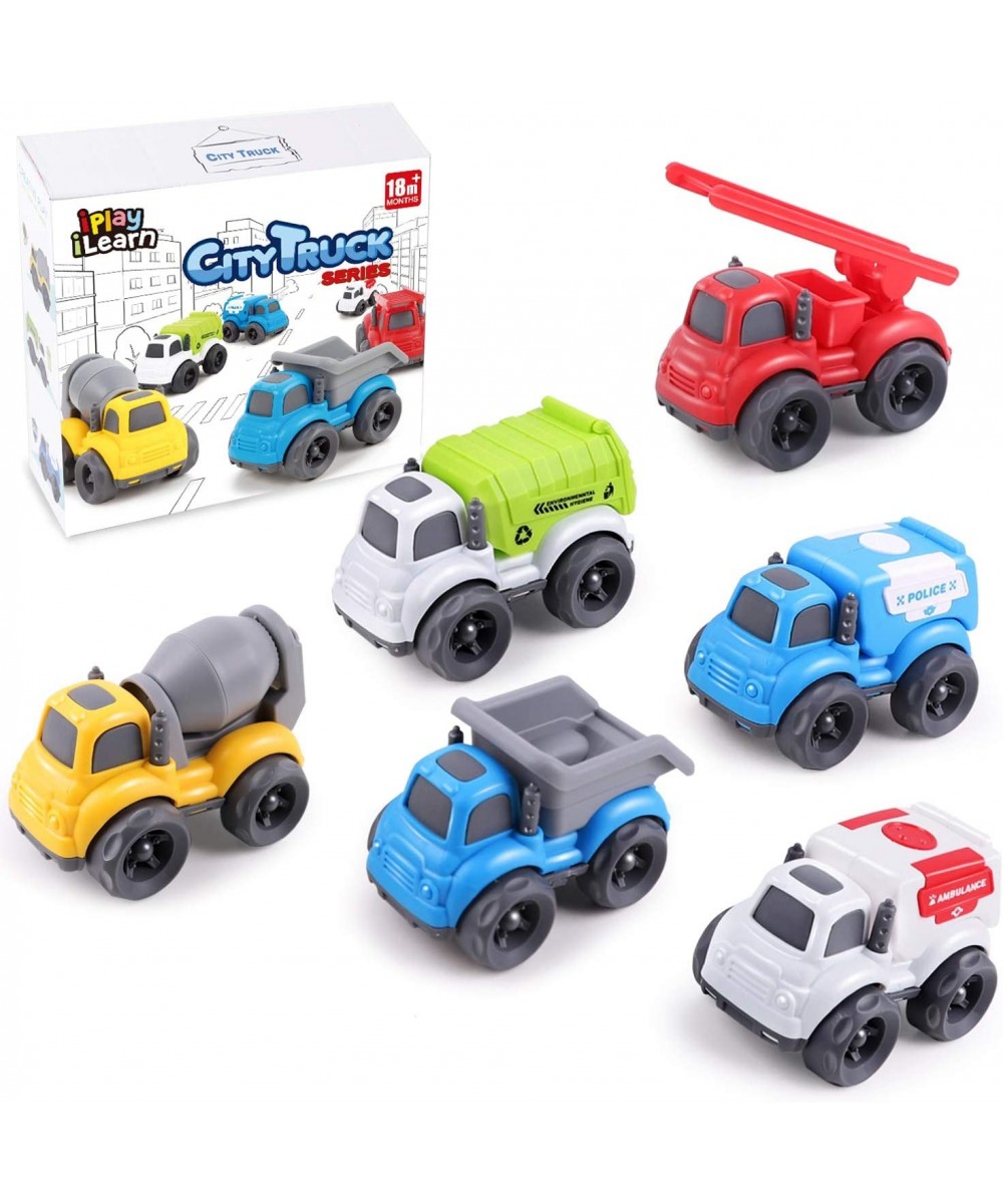 Toddler Car Toys for 1-2 Year Old Kids Small Friction Construction Truck Set Mini Push Go Rescue Vehicle Little Dump Garbage ...