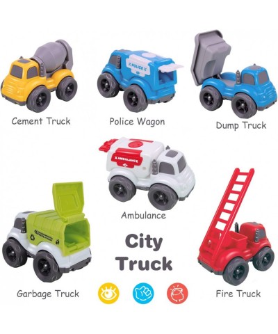 Toddler Car Toys for 1-2 Year Old Kids Small Friction Construction Truck Set Mini Push Go Rescue Vehicle Little Dump Garbage ...