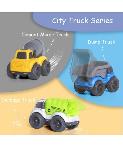 Toddler Car Toys for 1-2 Year Old Kids Small Friction Construction Truck Set Mini Push Go Rescue Vehicle Little Dump Garbage ...