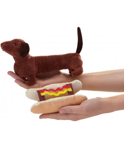 Hot Dog Finger Puppet Brown Tan Cream Yellow Red $26.57 Plush Puppets