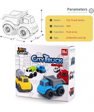 Toddler Car Toys for 1-2 Year Old Kids Small Friction Construction Truck Set Mini Push Go Rescue Vehicle Little Dump Garbage ...