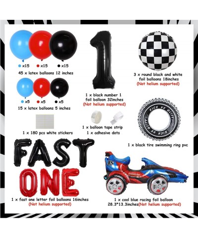 Race Car 1st Birthday Party Decorations for Boys Let’s Go Racing Birthday Supplies Race Car Balloon Garland Kit with Checkere...