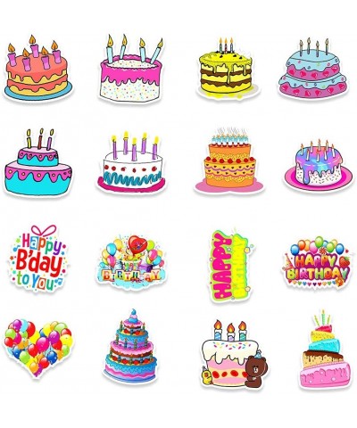 Sticker Junkies Happy Birthday Stickers 50Pcs Vinyl Waterproof Cake for Water Bottle Laptop Skateboard Luggage Guitar Phone C...