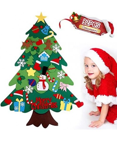 DIY Felt Christmas Tree Crafts Set 3.2FT with 32Pcs Ornaments Xmas Decoration Home Wall Hanging Children's Felt Craft Kits Ne...