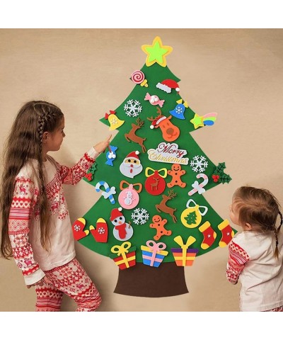 DIY Felt Christmas Tree Crafts Set 3.2FT with 32Pcs Ornaments Xmas Decoration Home Wall Hanging Children's Felt Craft Kits Ne...