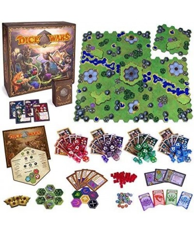 Dice Wars: Heroes of Polyhedra - Tabletop Strategy Board Game for 2-4 Players with Illustrated Cards Miscellaneous Dice Set a...