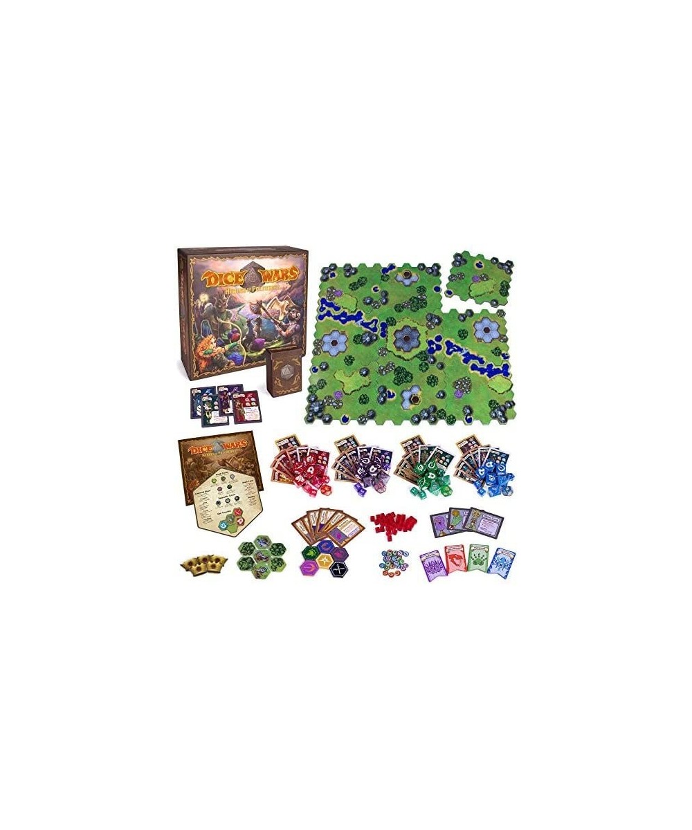 Dice Wars: Heroes of Polyhedra - Tabletop Strategy Board Game for 2-4 Players with Illustrated Cards Miscellaneous Dice Set a...