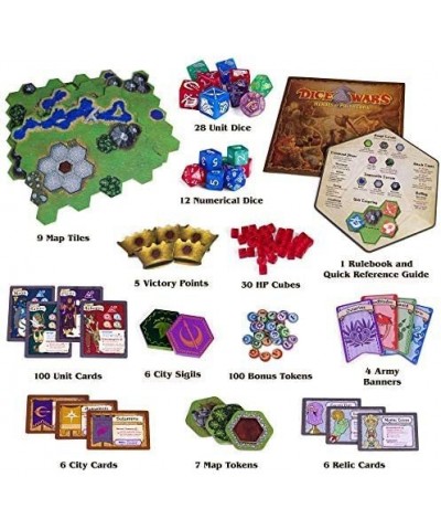 Dice Wars: Heroes of Polyhedra - Tabletop Strategy Board Game for 2-4 Players with Illustrated Cards Miscellaneous Dice Set a...