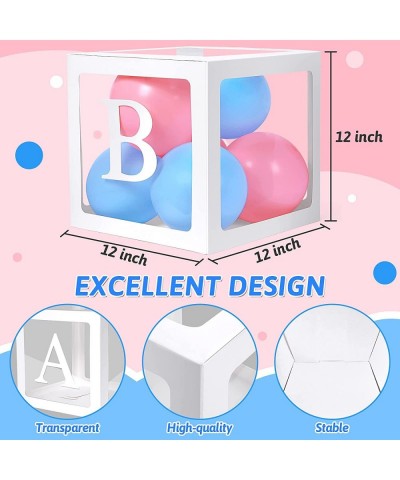 Baby Shower Decorations for Girl Boy 4pcs Baby Boxes with 30 Letters (A-Z + BABY) Transparent Balloon Boxes Baby Blocks for B...