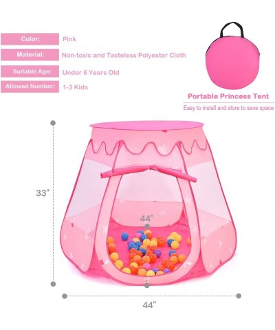 Princess Pop Up Tent w/ 100 Balls Included Foldable Portable Children Play Tent with Carrying Bag Indoor Outdoor Use Playhous...