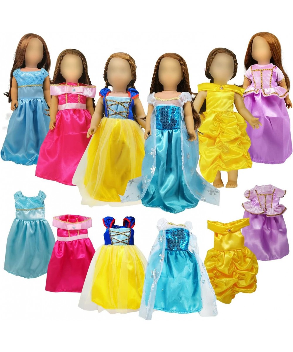 18 inch Girl Doll Clothes 6Pc Princess Costume Include Bella Cinderella Snow White Rapunzel Princess Elsa and Aurora Fits All...