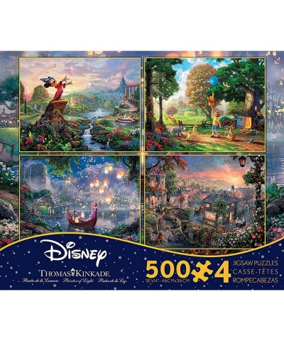 THOMAS KINKADE FANTASIA LADY & THE TRAMP WINNIE THE POOH TANGLED DISNEY DREAMS COLLECTION 4 IN 1 JIGSAW PUZZLE SET 500 pieces...