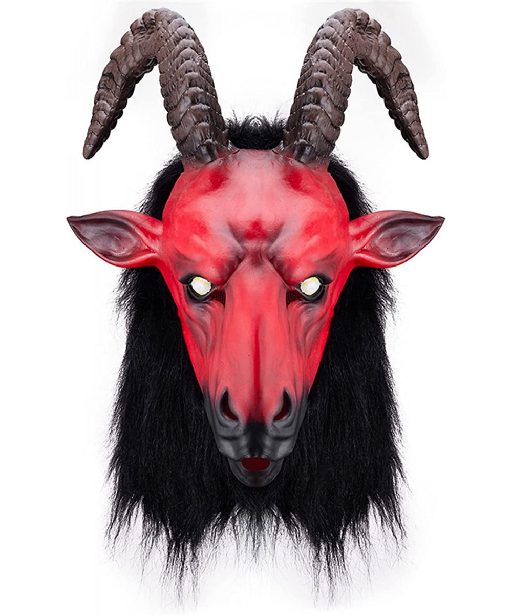 Full Head Halloween Red Goat Mask Scary Satanic Mask for Halloween Cosplay Masquerade Costume Party Horror Evil Goat Mask $56...