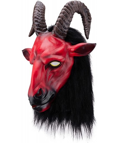 Full Head Halloween Red Goat Mask Scary Satanic Mask for Halloween Cosplay Masquerade Costume Party Horror Evil Goat Mask $56...