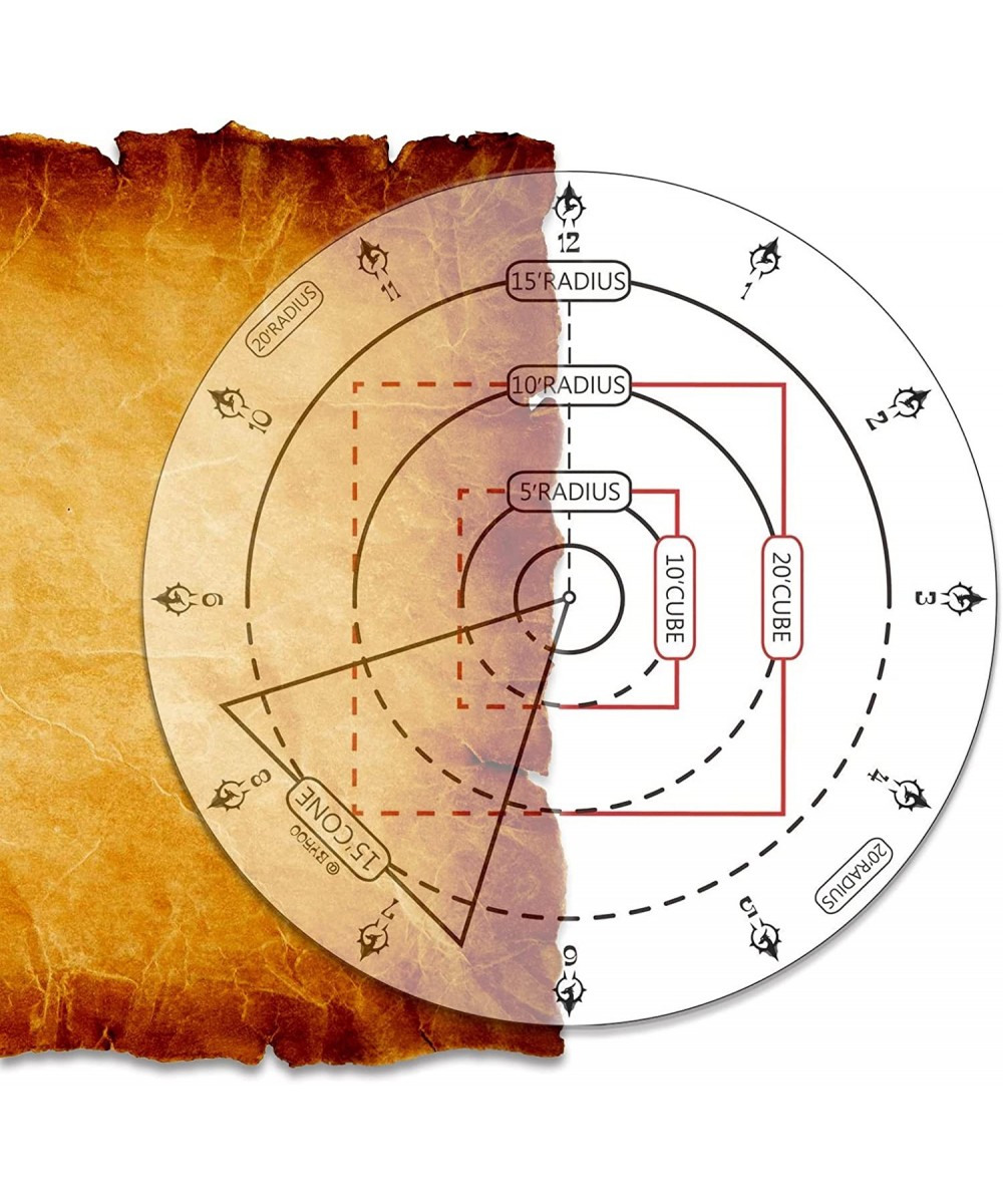 Spell AOE Damage Marker DND Area Effect Template - 1" Grid or Hex Tabletop Game Mat RPG Gaming Accessories for Dungeons and D...