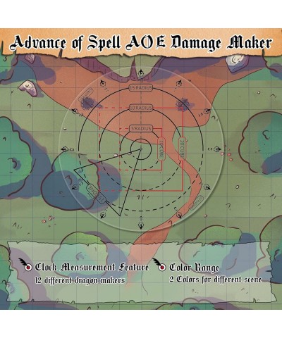 Spell AOE Damage Marker DND Area Effect Template - 1" Grid or Hex Tabletop Game Mat RPG Gaming Accessories for Dungeons and D...