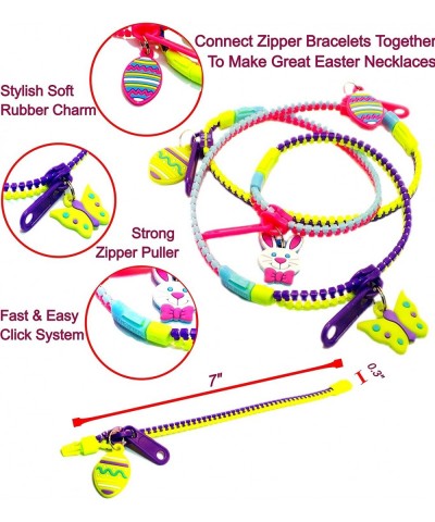 48 Easter Egg Fillers Zipper Bracelets - Party Favors for Kids Bulk Set Kit for Birthday Goodie Bags & Pinata Filler Easter B...