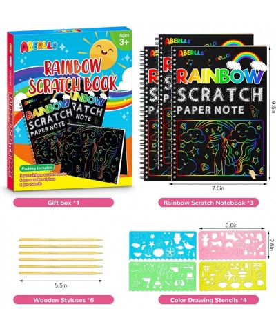 Scratch Paper Art Crafts Notebook 3 Pack Bulk Rainbow Magic Paper Supplies Toys for 3 4 5 6 7 8 9 10 Years Old Girls Kids Fav...