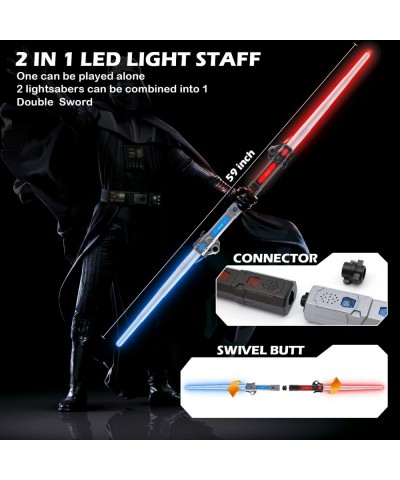 Light Up Saber for Kids Adults Dual Light Sword RGB 7 Colors Changeable with 3 Modes FX Sound Expandable Light Swords Set for...