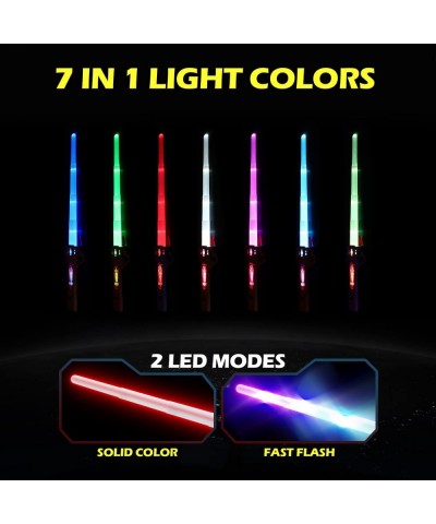 Light Up Saber for Kids Adults Dual Light Sword RGB 7 Colors Changeable with 3 Modes FX Sound Expandable Light Swords Set for...