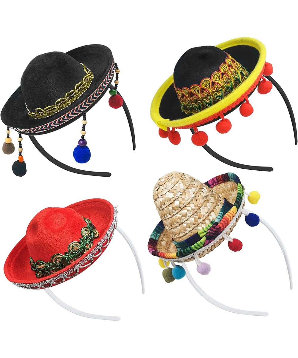 Mini Mexican Sombrero Hats 4Pcs Cute Straw Sombrero for Fun Mexican Theme and Fiesta Mexican Party Supplies Cinco de Mayo Hat...