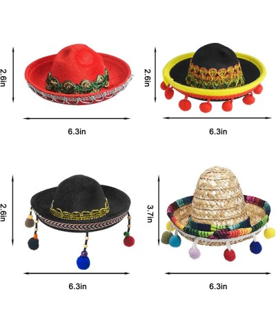 Mini Mexican Sombrero Hats 4Pcs Cute Straw Sombrero for Fun Mexican Theme and Fiesta Mexican Party Supplies Cinco de Mayo Hat...