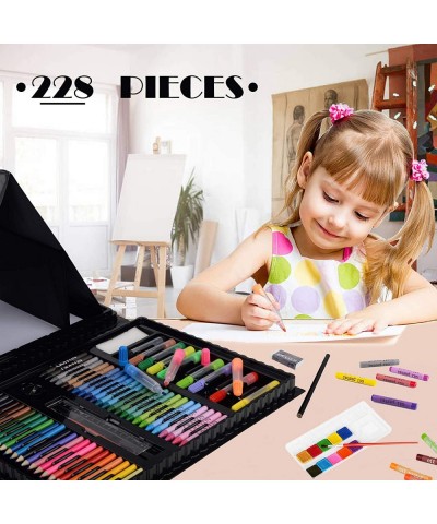 Art Supplies 228 Pack Art Sets Crafts Drawing Coloring kit Double-Side Trifold Art Easel Oil Pastels Crayons Colored Pencils ...