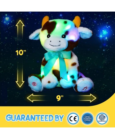 LED Musical Stuffed Cow Soft Plush Toy Cattle with Sound Farm Animal with Nights Lights Ideal Glow in The Dark Singing Songs ...