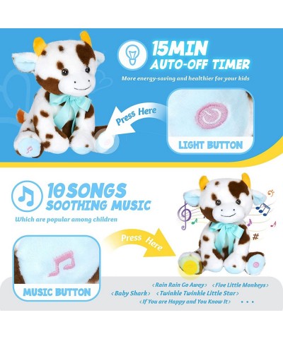 LED Musical Stuffed Cow Soft Plush Toy Cattle with Sound Farm Animal with Nights Lights Ideal Glow in The Dark Singing Songs ...