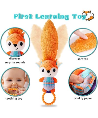 Baby Toys 6 to 12 Months Fox with Soft Tail Multicolor Infant Toys Baby Toys 0-6 Months Baby Rattles Plush Rings Infant Teeth...